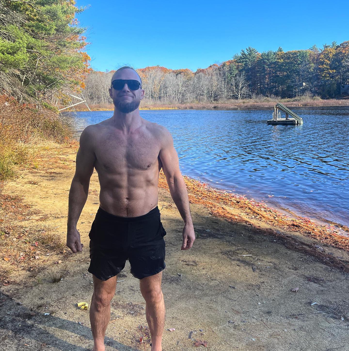 Cold plunging in New Hampshire